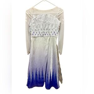 Disney Store Elsa Snow Queen Costume Dress Size 9 White Purple Frozen 2